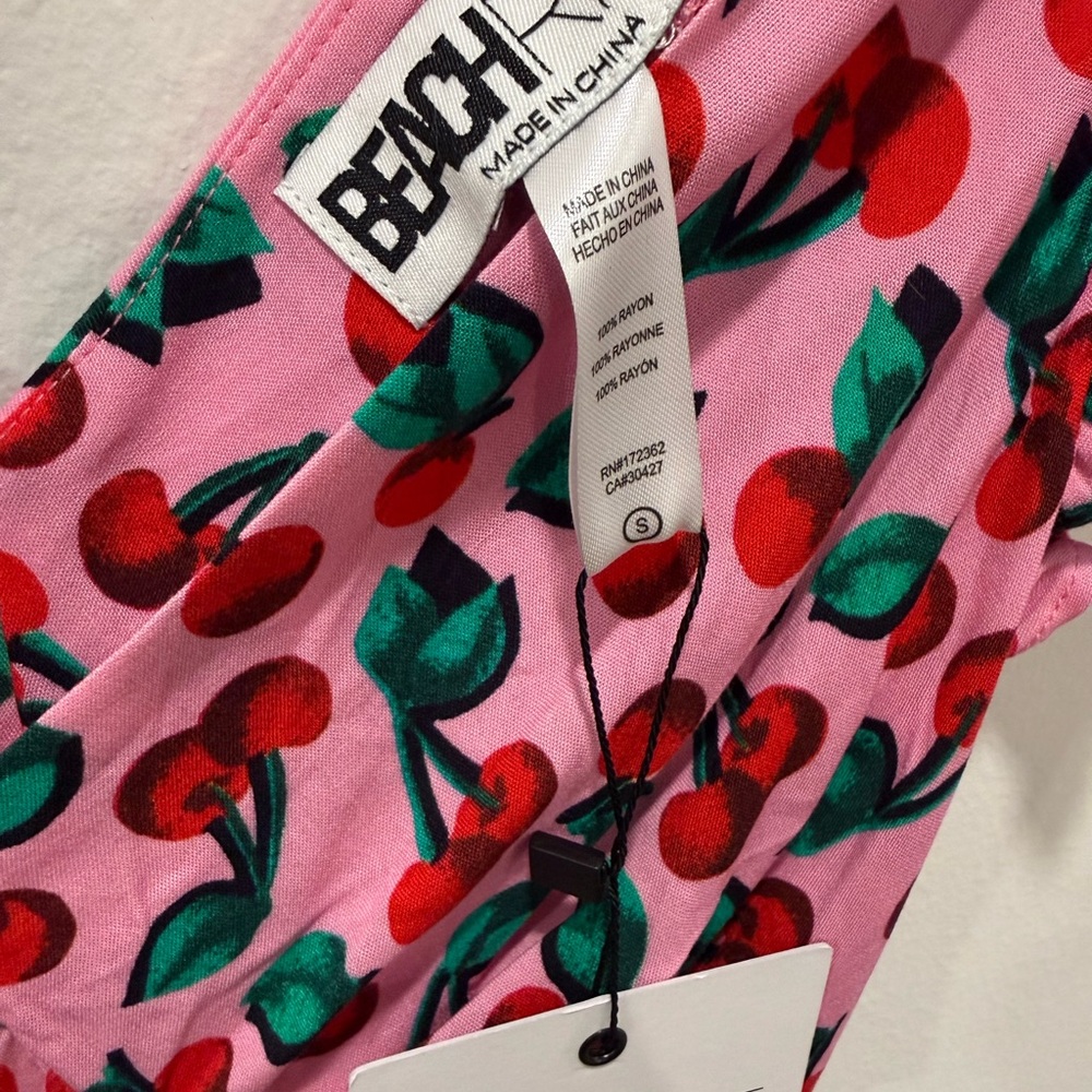 Beach Riot Pink Floral V-Neck Ruffle Mini Dress NWT - Picture 3 of 6
